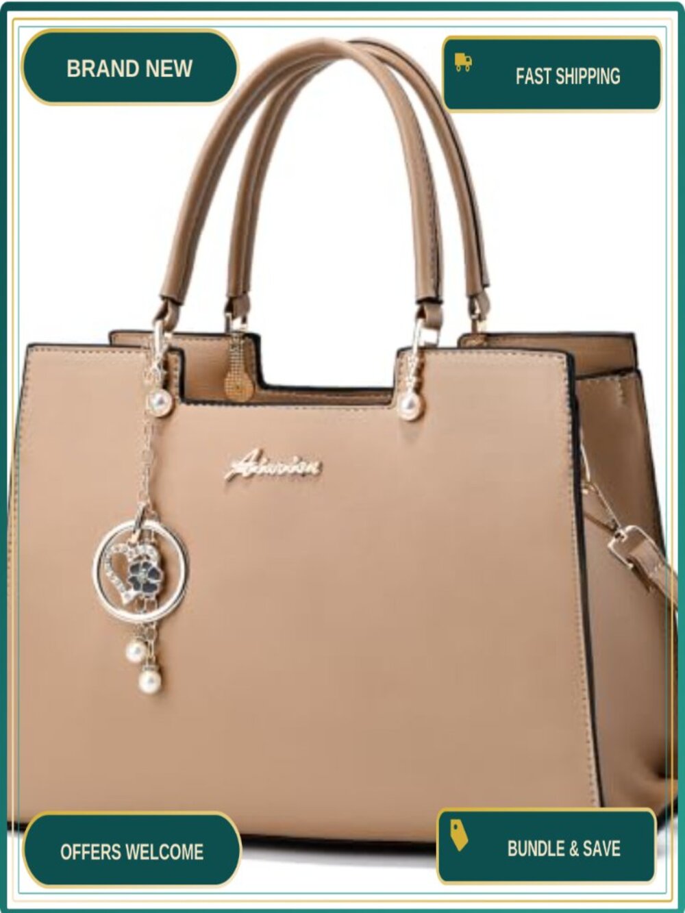 Vegan Leather Satchel Tote Crossbody Top Handle Handbag